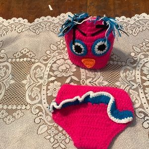 🔥3/$30🔥NWOT OWL outfit handcrochet baby girl Sz 0-3 m costume party gift photo